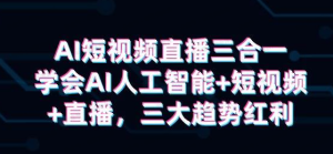 【网上项目资源8】-AI短视频直播三合一,视频课-黎明曙光网