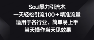 【网上项目资源32】-Soul暴力引流术，一天轻松引流100＋精准流量，适用于各行业，简单易上手 当天操作-黎明曙光网