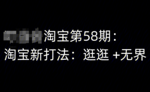 【网上项目资源45】-淘宝第58期：淘宝新打法：逛逛 +无界-黎明曙光网