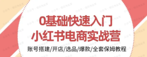 【网上项目资源61】-0基础快速入门小红书电商实战营：账号搭建开店选品爆款全套保姆教程-黎明曙光网