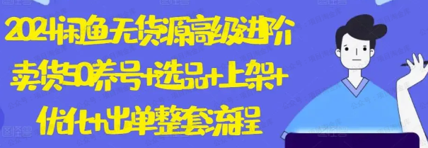 图片[1]-2024闲鱼无货源高级进阶卖货5.0，养号＋选品＋上架＋优化＋出单整套流程