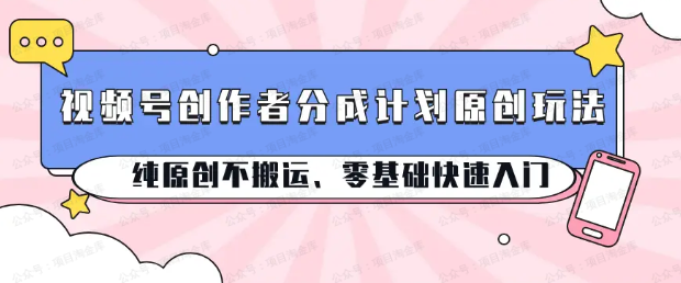 图片[1]-视频号创作者分成计划原创玩法；纯原创不搬运、零基础快速入门