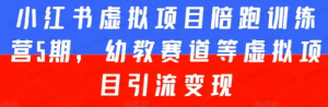 【网上项目资源75】-小红书虚拟项目陪跑训练营5期-黎明曙光网