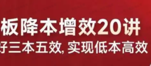【黄金会员专属资源31】-老板降本增效20讲-黎明曙光网