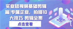 【网下项目资源60】-实业短视频基础剪辑篇｜专属企业-黎明曙光网
